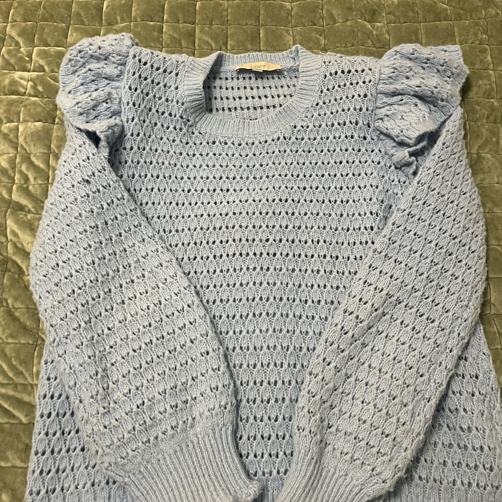 LOFT Light Blue Textured Knit Sweater